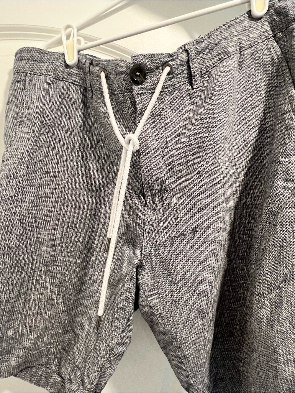 Guess Los Angeles Linen Blend Shorts Gray Drawstring Size 34 Men's Summer Casual